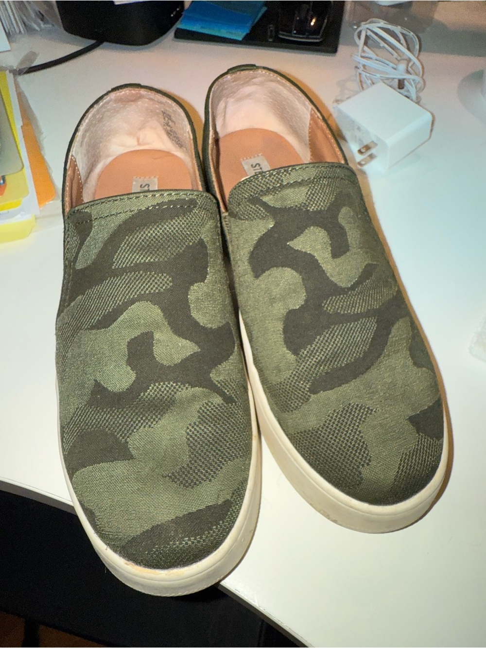 Women’s Slip-On Camouflage Canvas Sneakers - Olive Camo